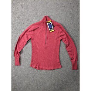 Eddie Bauer Sweater Womens Small 1/2 Zip Pullover Cotton Nylon Punch Pink